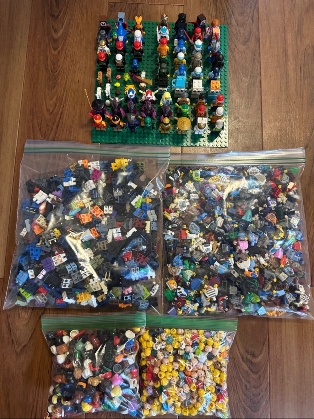 Lego Multi-Color Minifigure Lot with Green Baseplates